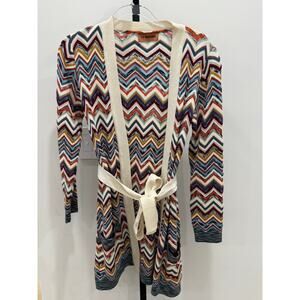 Missoni	Chevron-Pattern Belted Cardigain - Womens 38
